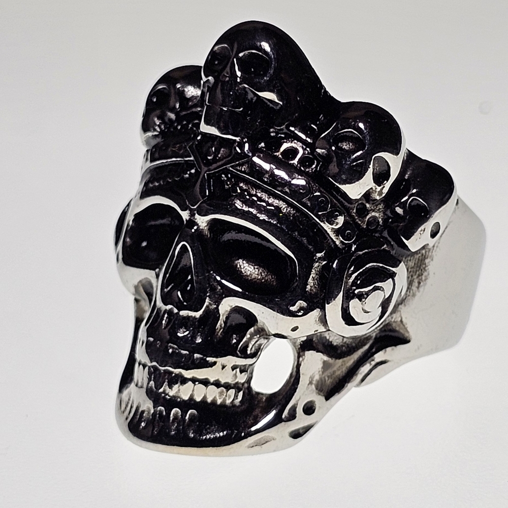 Mens 316 Stainless Steel Skull Punk Goth Biker Ring Size 12